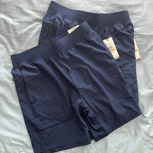 Gaiam Men's Blue Athletic Yoga Running Shorts Medium, Pocket‎ with Zipper